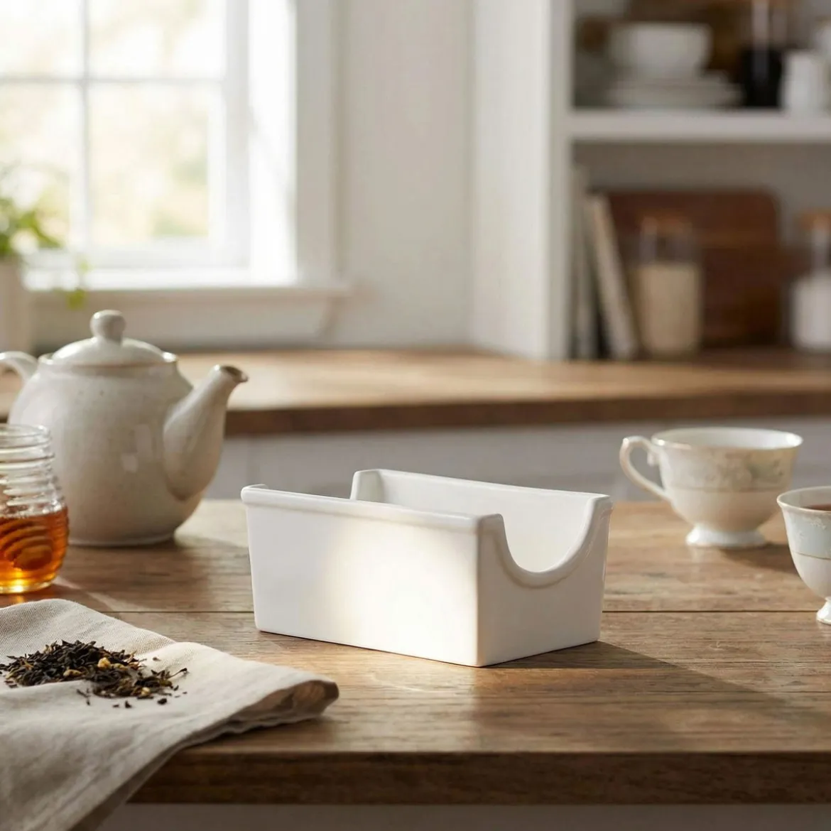 Bandeja de porcelana para bolsas de té y azúcar Menage La Porcellana Bianca