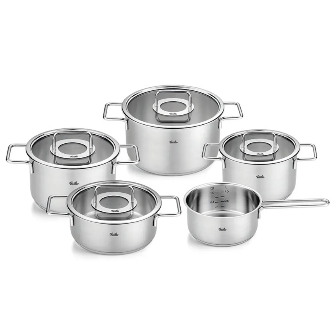 Batería 5 piezas acero inoxidable con tapa de cristal Pure Collection Fissler