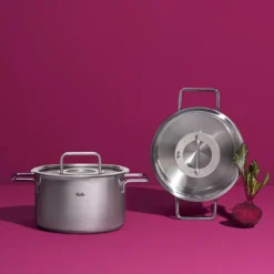 Batería 4 piezas acero inoxidable con tapa de cristal Pure Collection Fissler