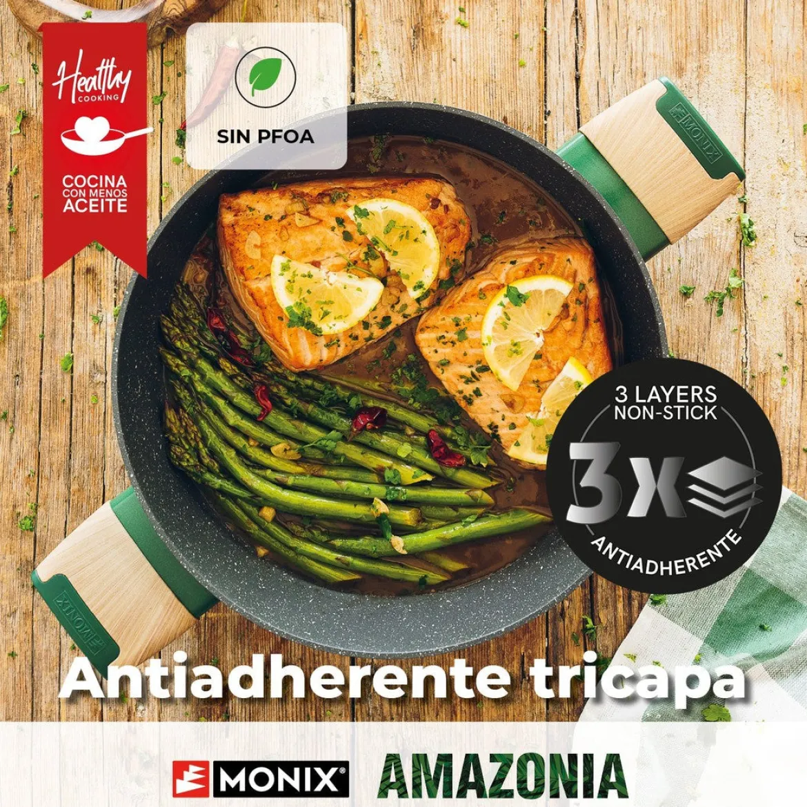 Cacerola alta antiadherente 3L Amazonia Monix