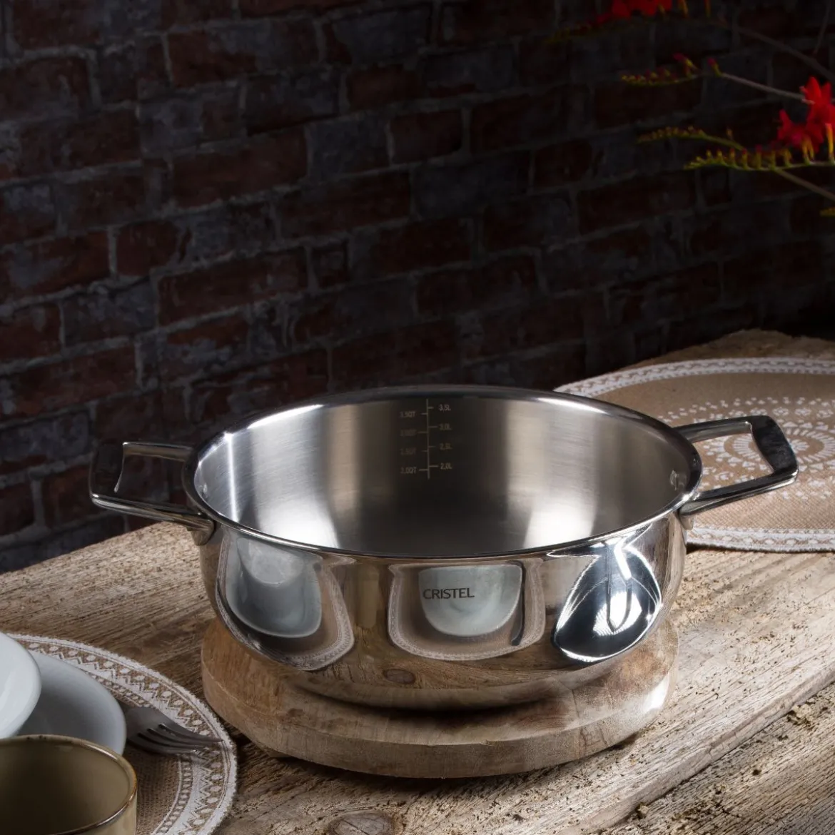 Cacerola alta de acero inoxidable 5-Ply con tapa Castel'Pro Cristel