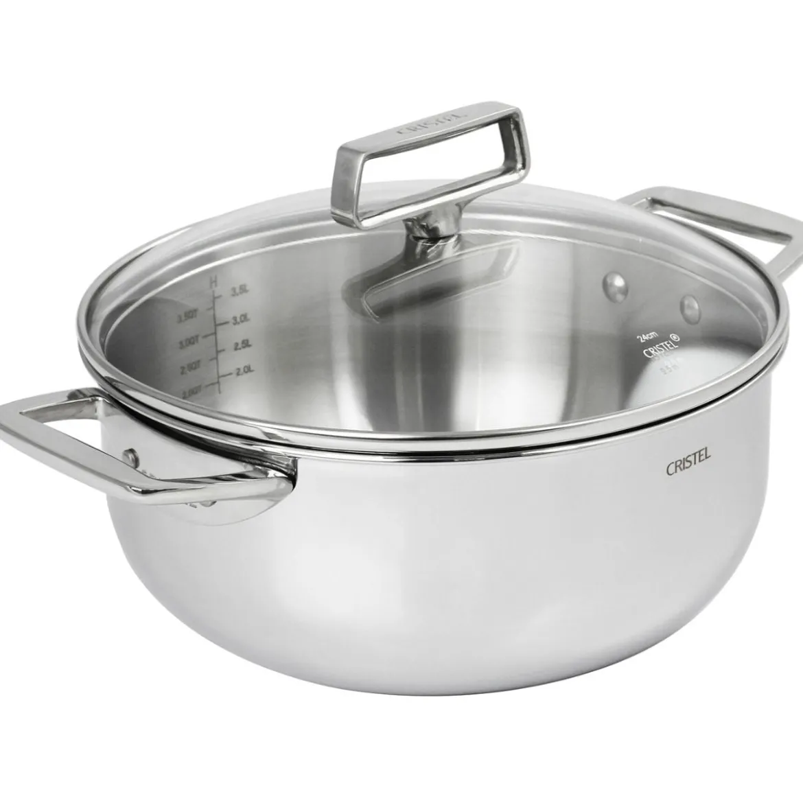 Cacerola alta de acero inoxidable 5-Ply con tapa Castel'Pro Cristel