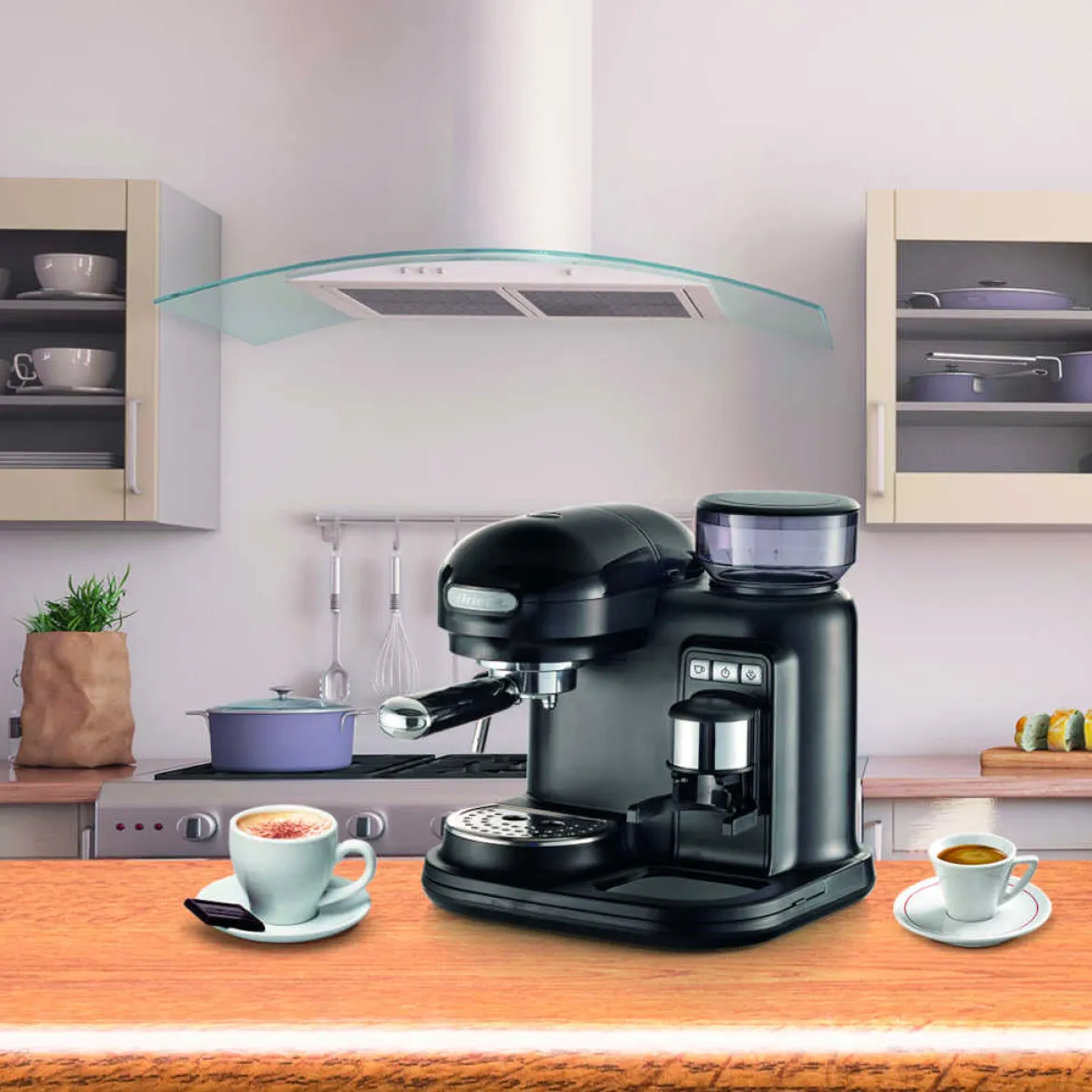 Cafetera Espresso Moderna con molinillo Ariete