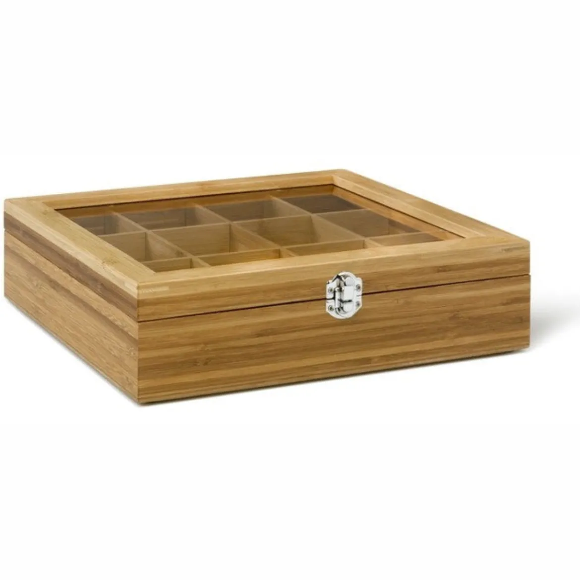 Caja de té de bambú con 12 compartimentos Bredemeijer