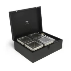 Caja de té de bambú con 4 recipientes y cuchara medidora Bredemeijer