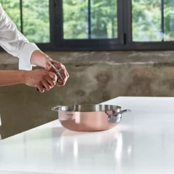 Cazuela de cobre Inocuivre con asas y tapa de inox De Buyer