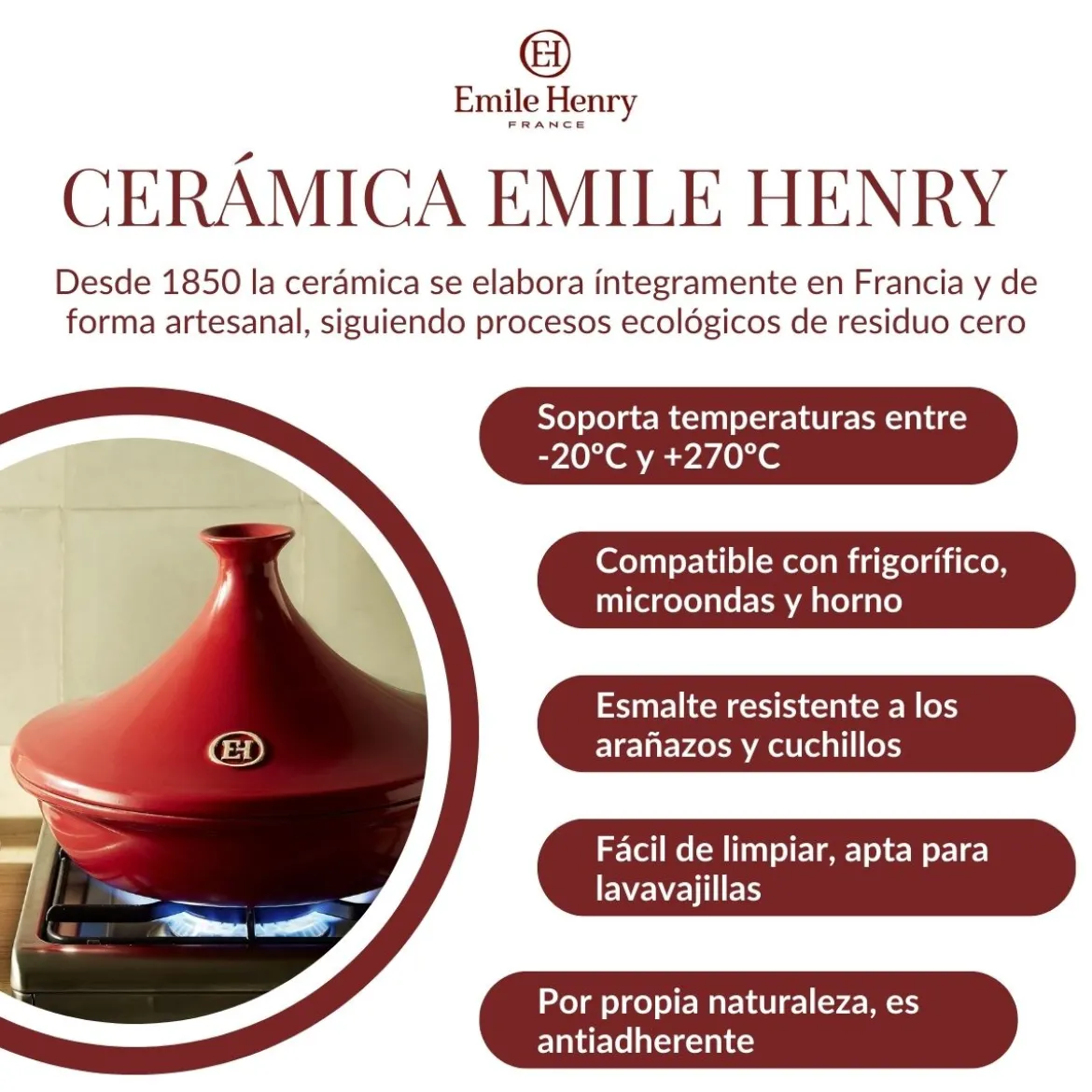 Conjunto bandeja cerámica para pizza y masas + Pala de madera Emile Henry