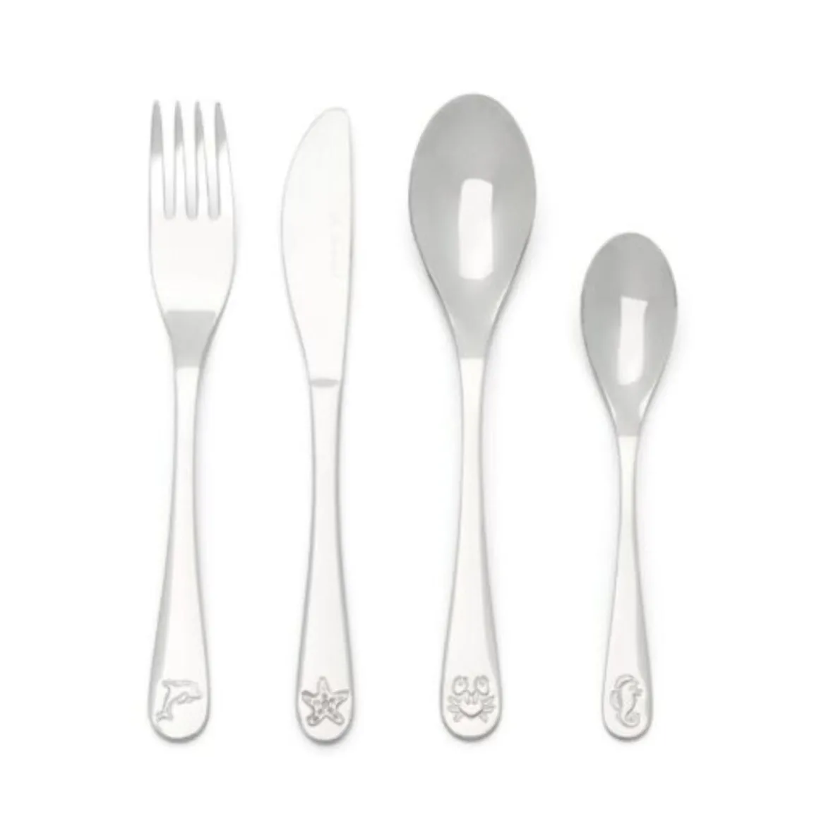 Cubertería de 4 piezas de acero inox Sea Life Zilverstad