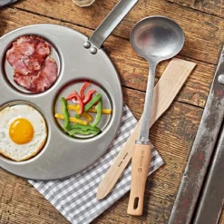 Cucharón de acero inoxidable mango de madera De Buyer