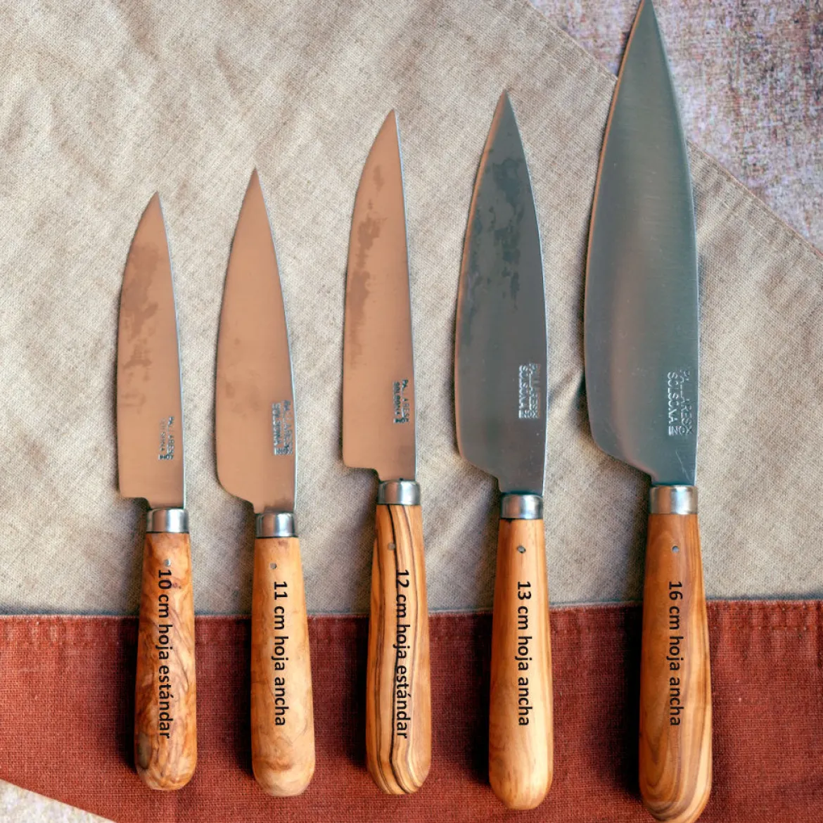 Cuchillos de cocina con mango redondo de olivo Pallarès