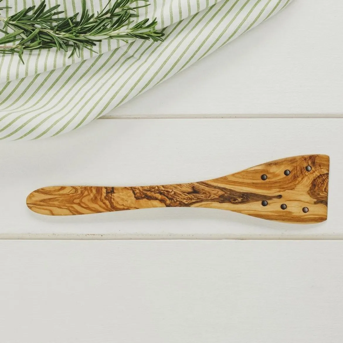 Espátula perforada de madera de olivo Selbrae