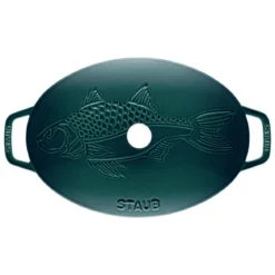 Fuente de horno ovalada de hierro fundido con tapa Staub