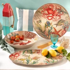 Fuente redonda para servir de melamina Sea Life Rose & Tulipani