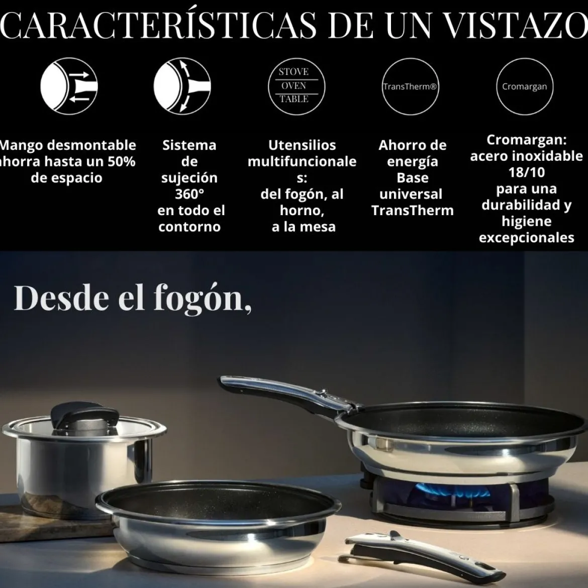 Mango de acero inoxidable desmontable Click & Serve WMF