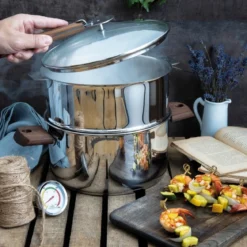 Olla vaporera de acero inoxidable con termómetro BIOME Cristel