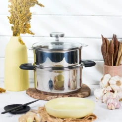 Olla vaporera de acero inoxidable con termómetro BIOME Cristel