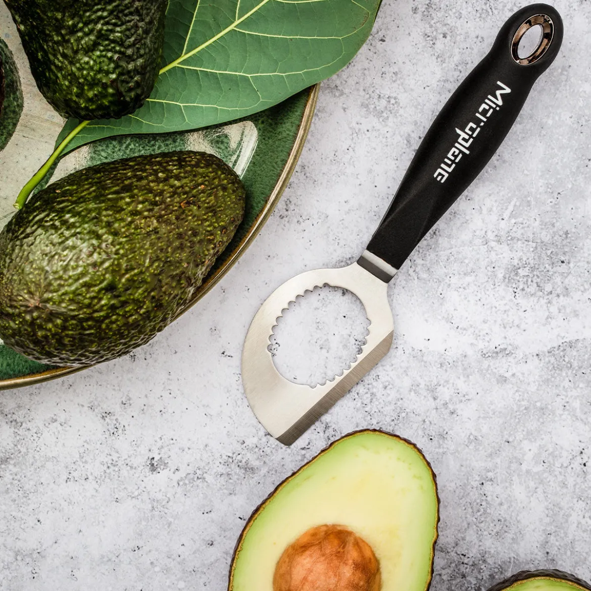 Pack amantes del aguacate: Abridor de aguacates Microplane + Tapas Food Huggers