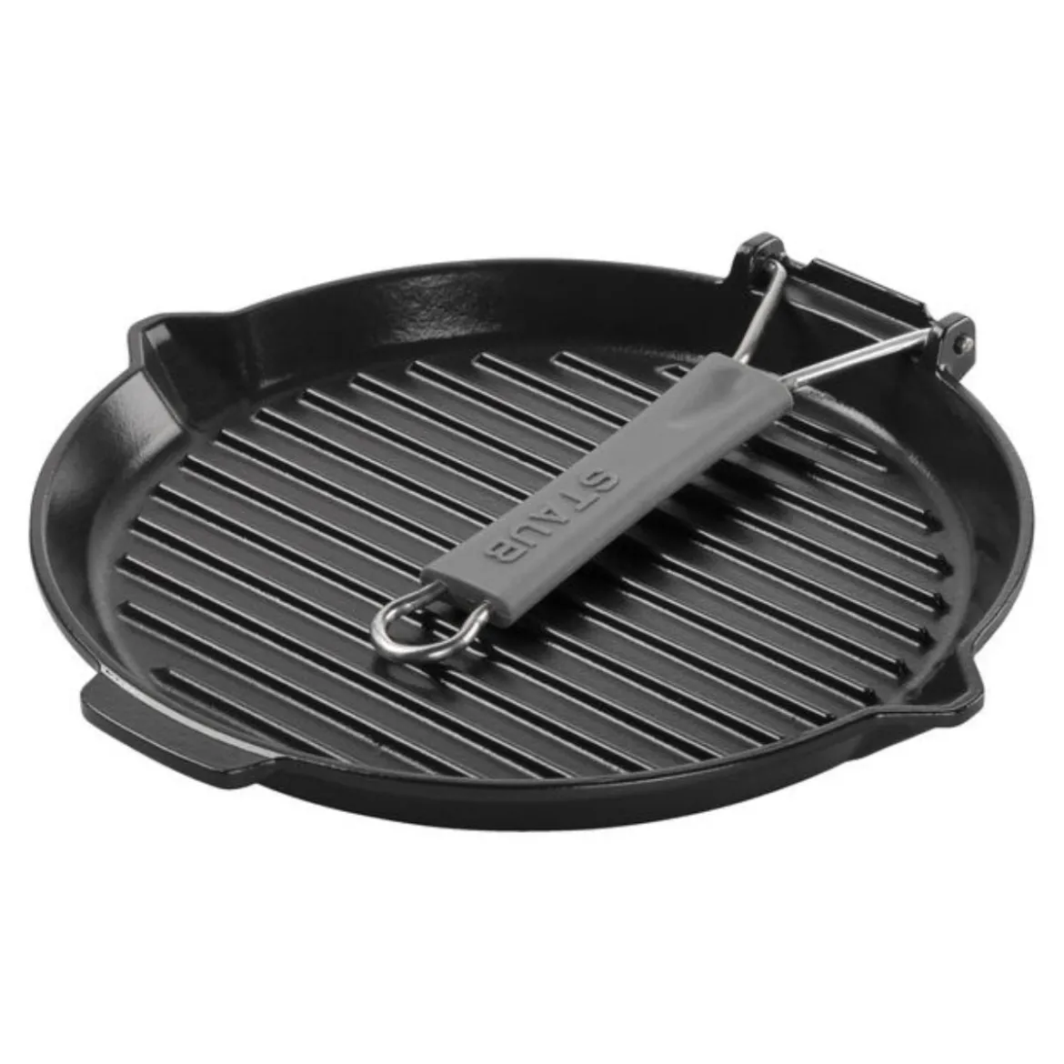 Parrilla redonda de hierro fundido con mango plegable Staub