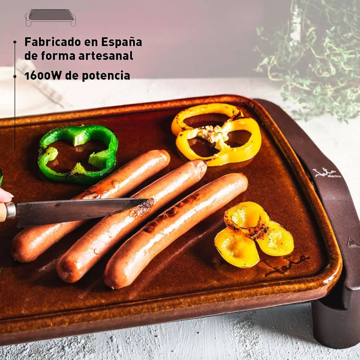 Plancha eléctrica de asar de terracota Jata