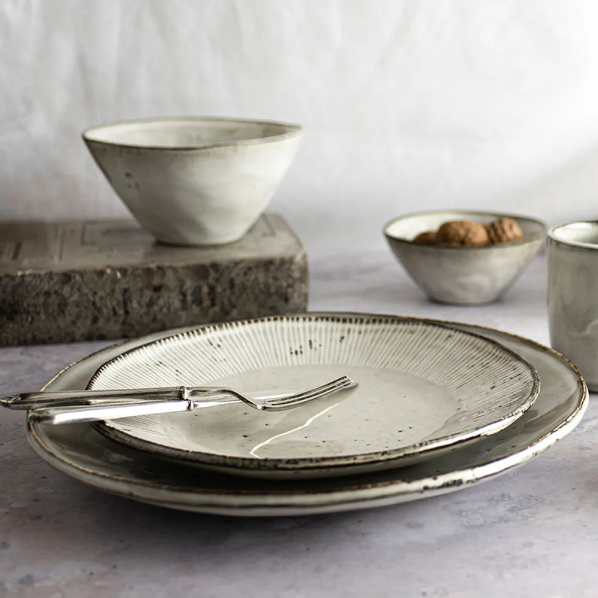 Plato de postre de gres Organic Collection