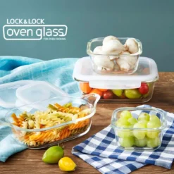 Recipientes de cristal cuadrados con tapa Lock&Lock