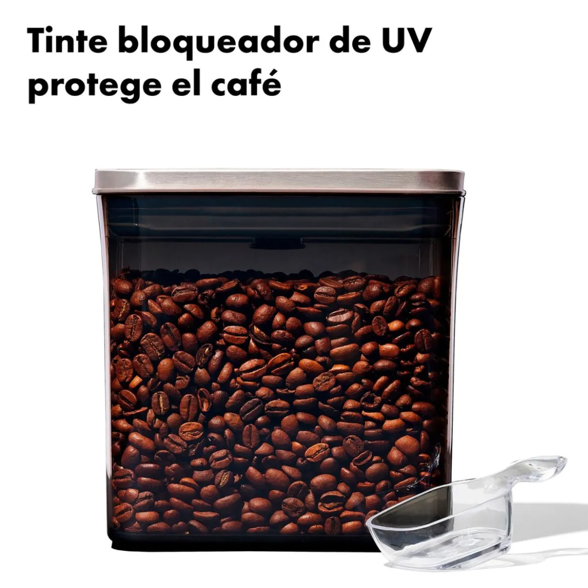Recipiente tintado para café con tapa de acero y cuchara POP 2.0 STEEL OXO