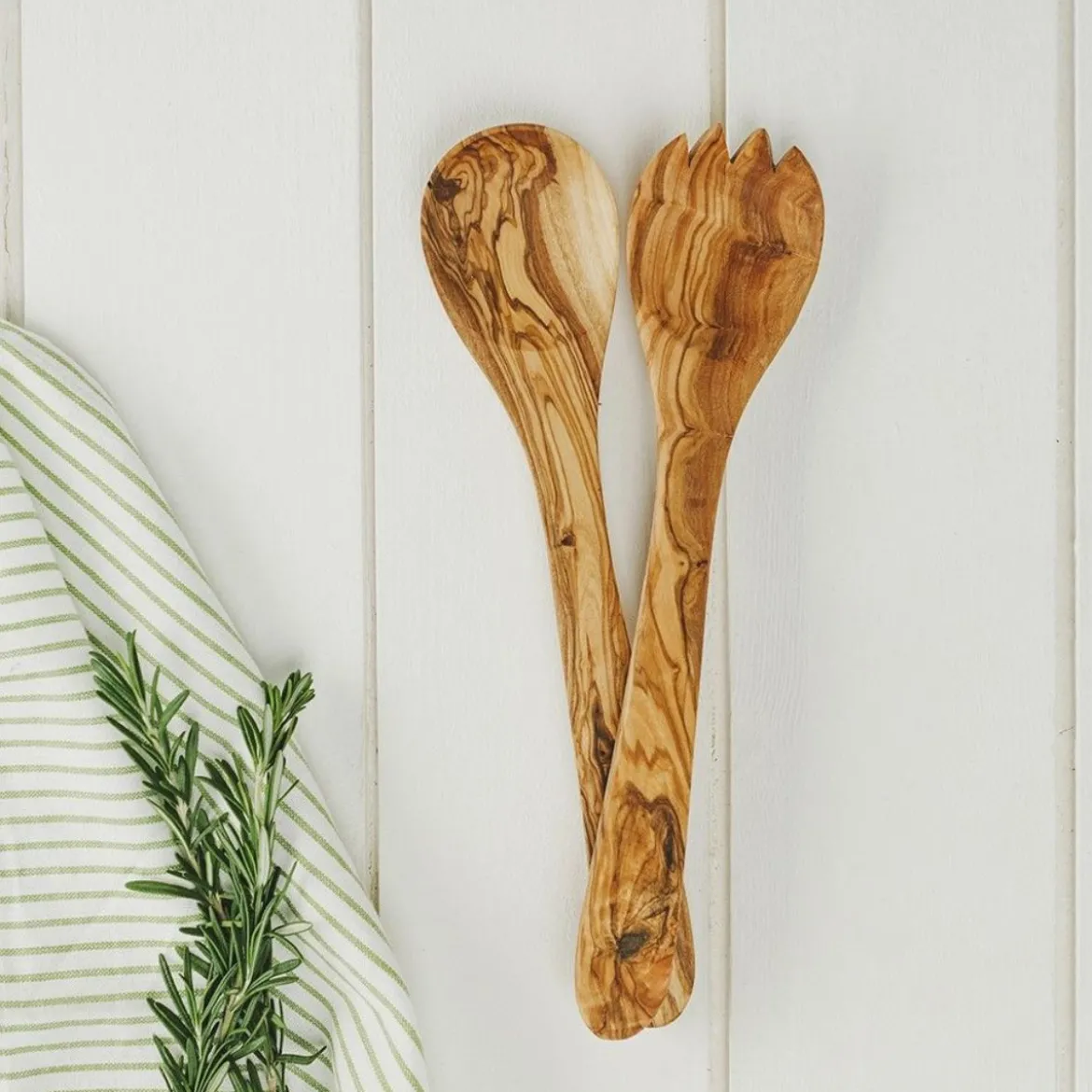 Set de 2 cubiertos para la ensalada de madera de olivo Selbrae