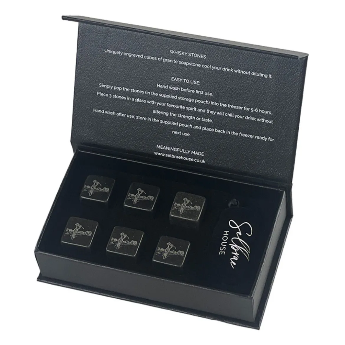 Set de 6 cubitos de piedra con funda Selbrae