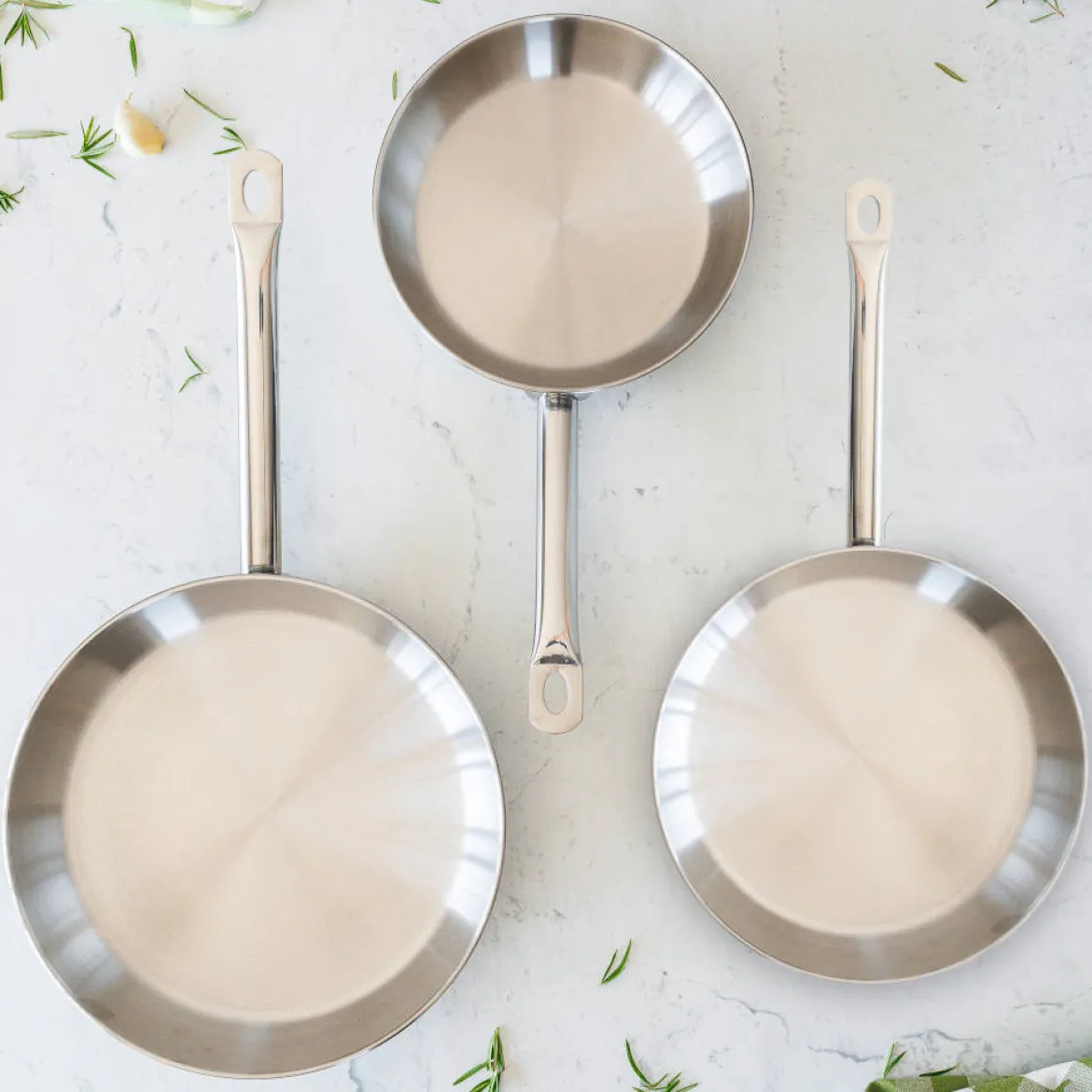 Set de 3 sartenes de acero inoxidable Profesional Bra
