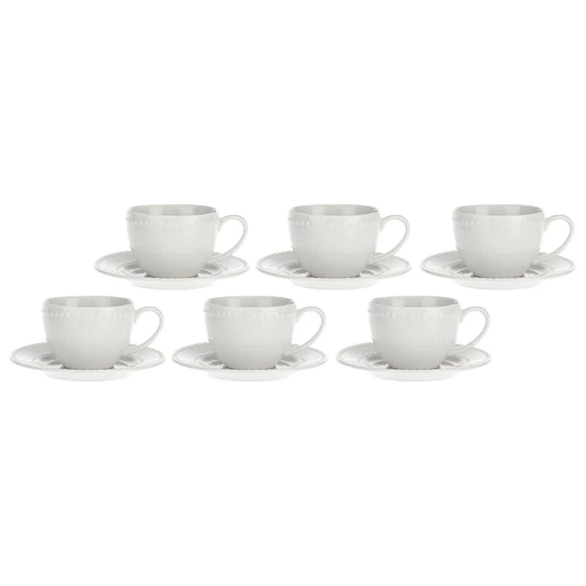 Set de 6 tazas con plato de porcelana Collina La Porcellana Bianca