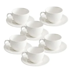 Set de 6 tazas con plato de porcelana Collina La Porcellana Bianca
