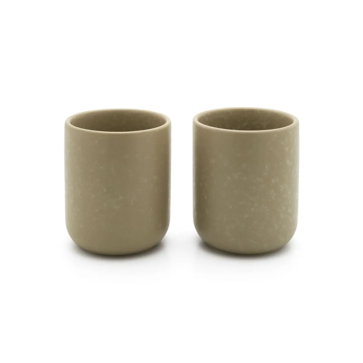 Set de 2 vasos cerámicos con posavasos de bambú Umea Bredemeijer