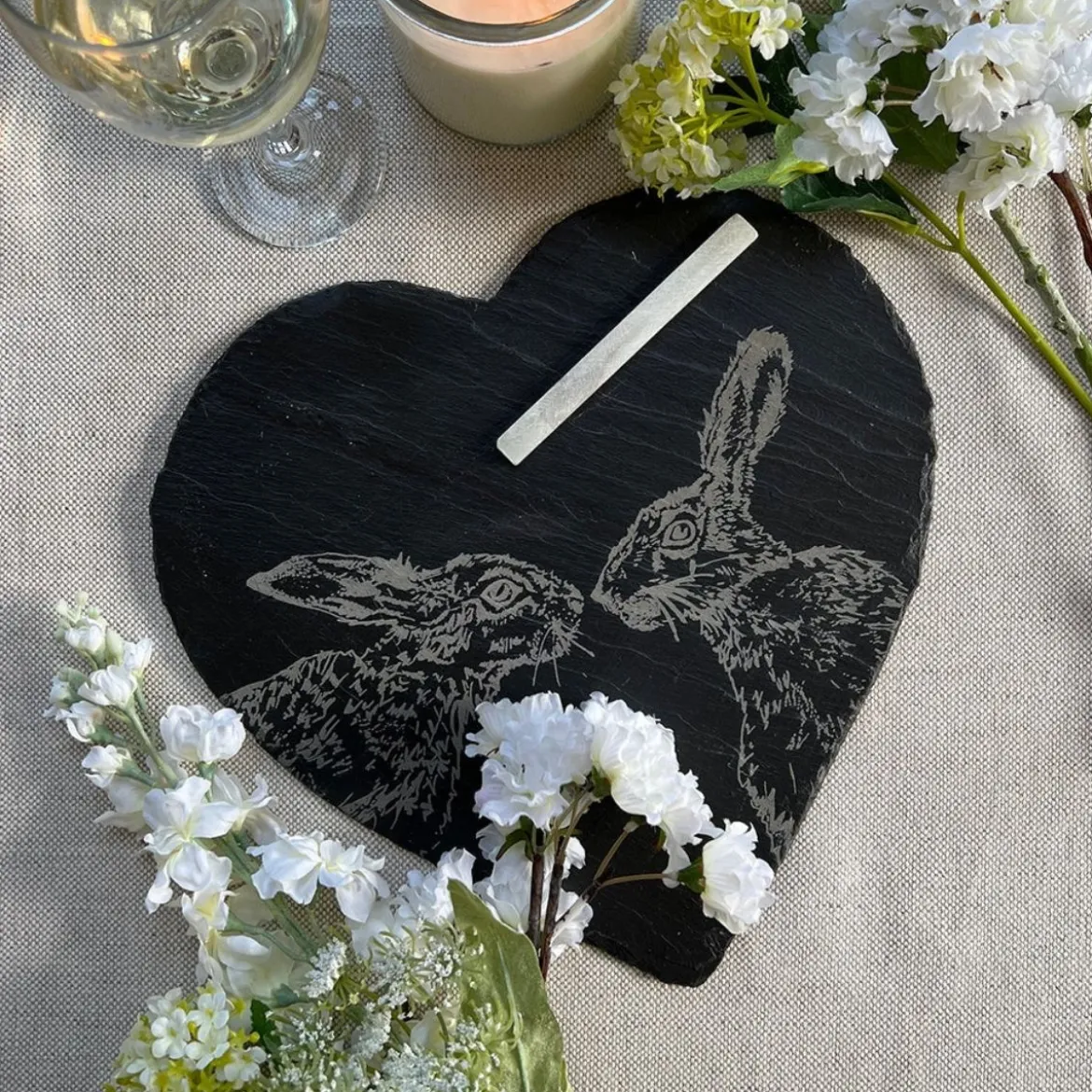 Tabla de pizarra corazón para quesos y aperitivos Selbrae