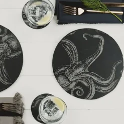 Tabla redonda de pizarra para quesos y aperitivos Selbrae
