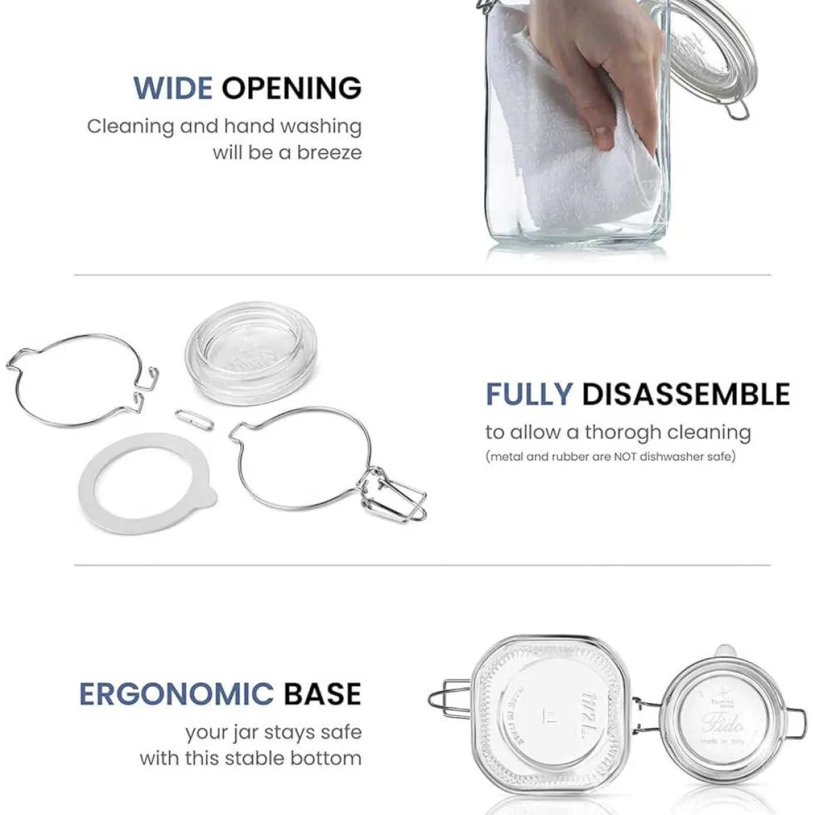 Tarro hermético de 500 a 2000 ml Fido Bormioli Rocco