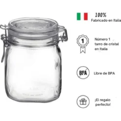 Tarro hermético de cristal con etiqueta Fido Bormioli Rocco