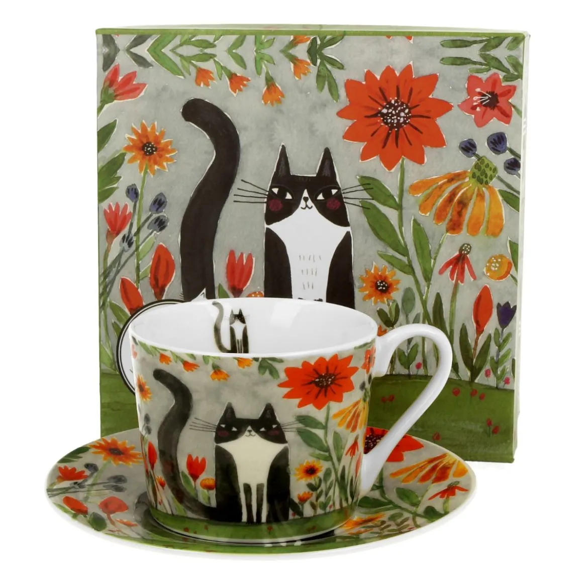 Taza para té con plato de porcelana Duo