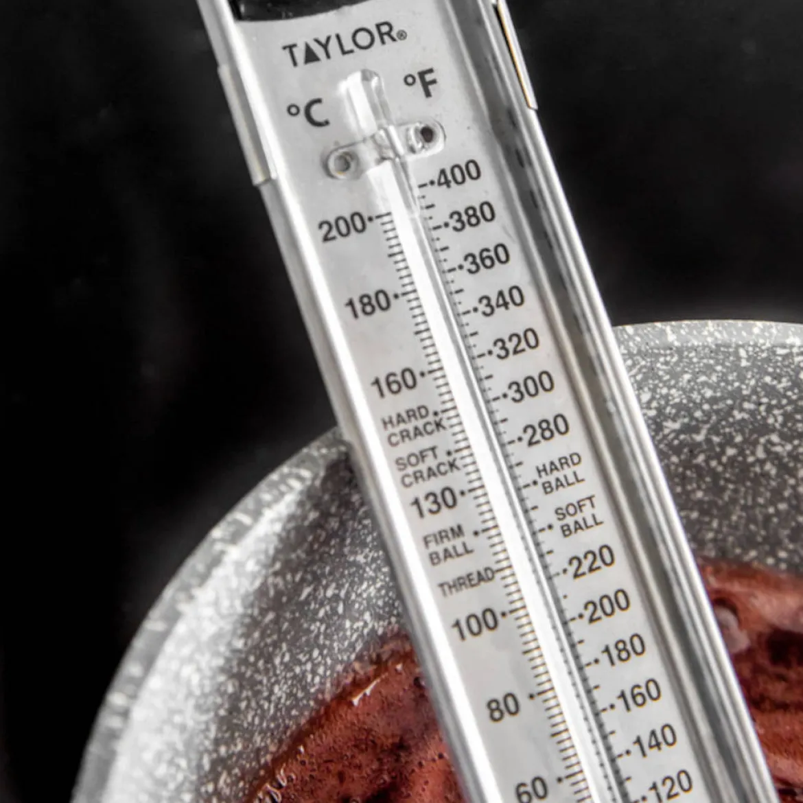 Termómetro para azúcar y frituras de acero inox, con clip de Taylor