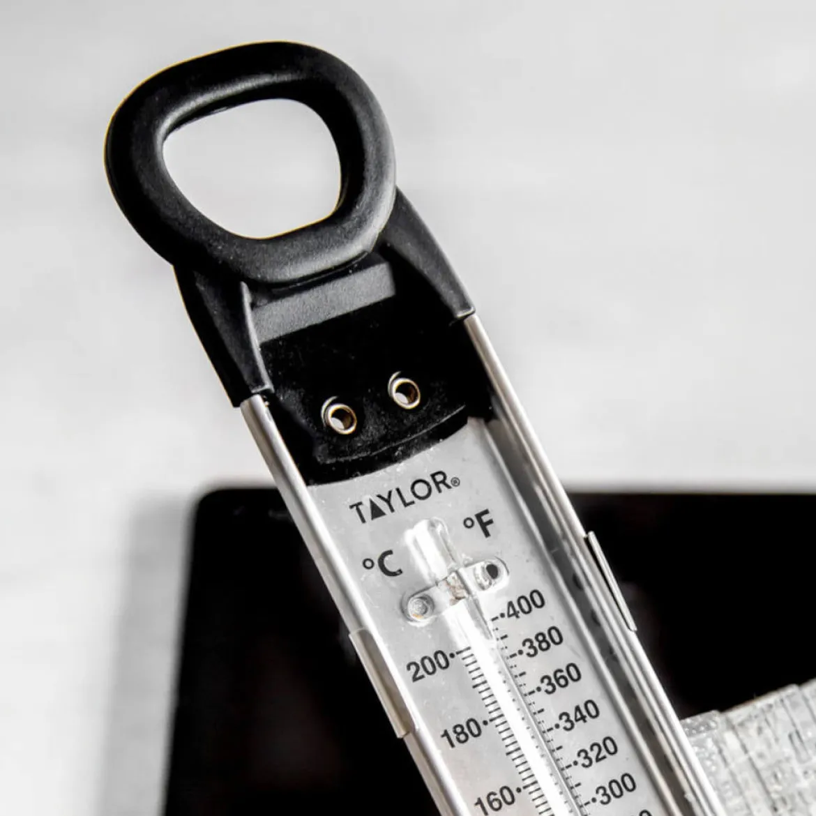 Termómetro para azúcar y frituras de acero inox, con clip de Taylor