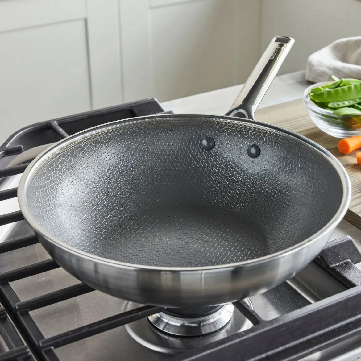 Wok cerámico de acero inoxidable tricapa con fondo de nido de abeja Apex GreenPan